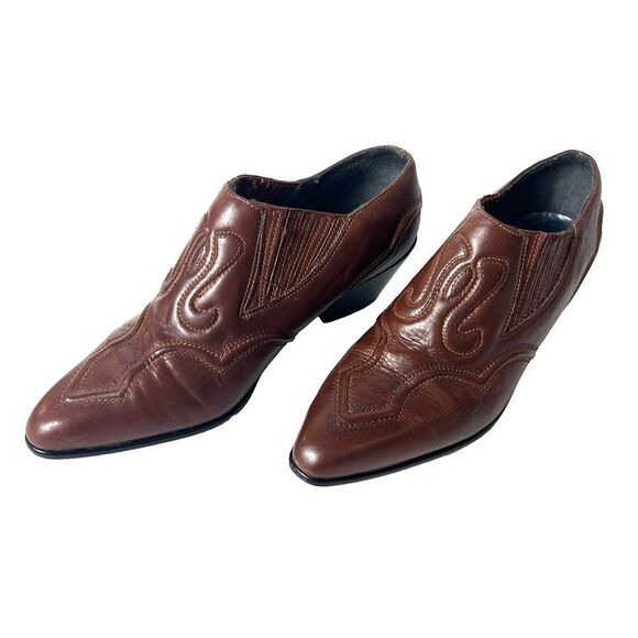 Nordstrom Slip On Brown Leather Classic Ankle Bootie Womens Sz 7.5 M Pointed Toe - Picture 4 of 10